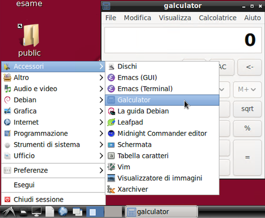 galculator menu and app